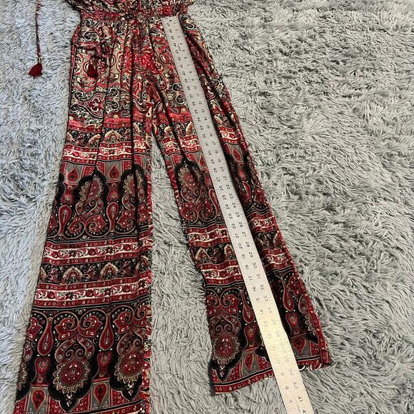 Karma Highway Silky Paisley Deep V Jumpsuit Jumper Boho One Size Boho Hippie - Picture 7 of 9